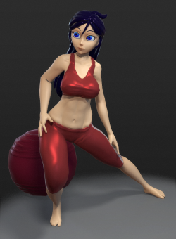 xdraws:  deliciousorangeart’s Aitako.  ~6k poly, rendered