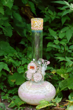 peace-of-sunshine:Blush pink water pipe by HVY Glass with marbles