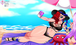 Finished commission of my OC Abbi on the beach for SexyHair ^-^Hi-Res