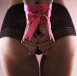 sweetlittlewallflower:  njdom77:  Who needs rope when I little ribbon is so much sexier  pretty in pink.  