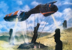 retroscifiart:  The real story of Easter 🐰. Chris Foss ‘Visitors