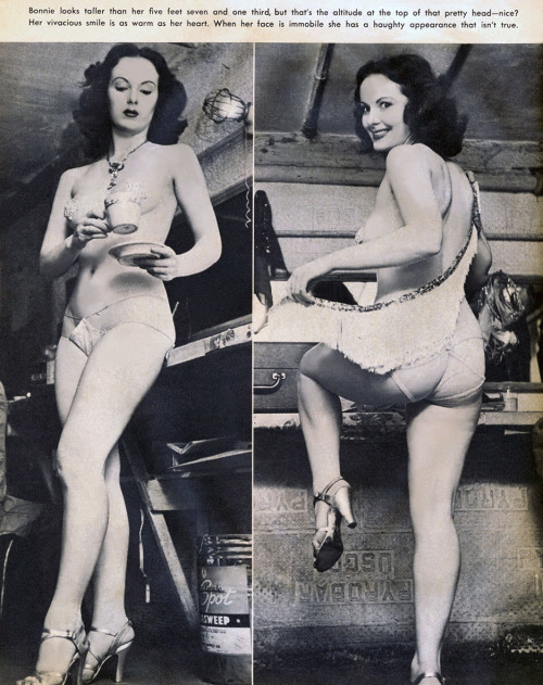 Bonnie Blue (aka. Michele Marshall) appears in a pictorial featured in the pages of the January ‘52 issue of ‘GALA’ magazine..Michele Marshall passed away in 2013..