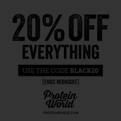 Yeah! 😍 Use Code BLACK20 for 20% off everything at www.proteinworld.com