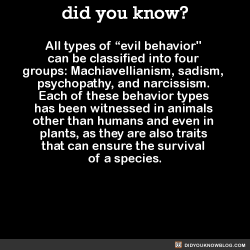 did-you-kno:All types of “evil behavior" can be classified