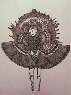 aztecaenrose:   drew this and wrote poems last night: “She