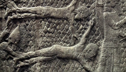The Lachish Relief depicts the Assyrian army laying siege in
