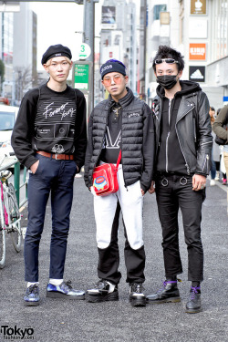 tokyo-fashion:  Rikuto, Yuuta, and Cheney on the street in Harajuku