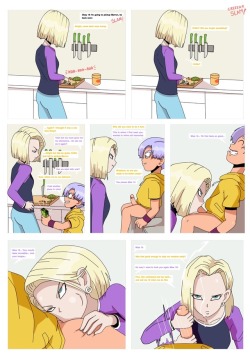 dude-doodle-do:  Trunks x Android 18 comic commission ✌️