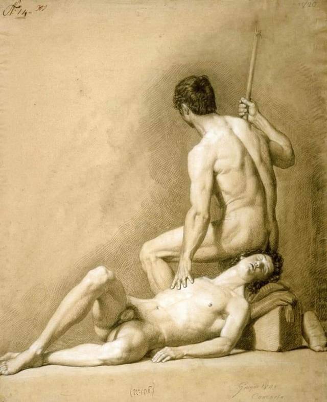 kourosart:Two Male Nudes. 1820. Vitale Sala. Italian 1803-1835.