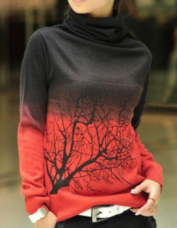 shopharajukubaby:  Bare Trees Gradient Turtleneck ฬ 