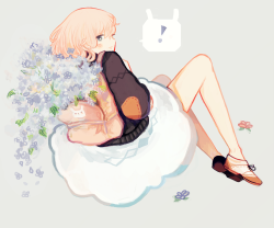 tofuvi: a backpack overflowing with flowers 