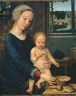 flemishgarden:  Gerard David - Madonna and Child with the Milk