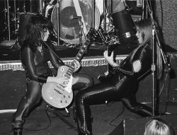 soundsof71:  Joan Jett and Lita Ford, The Runaways, 1977, by