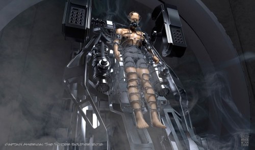 potofsoup:  thegeminisage:  Winter Soldier’s Brainwashing & Cryo Concept Art by Christopher Ross (more at the link)  (a) horrifying, but(b) concept art, so I’m wondering how they ended with the final design. 