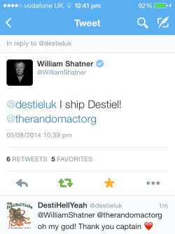 destieluk:  Kirk ships Destiel.  https://twitter.com/WilliamShatner/status/496772484545249280