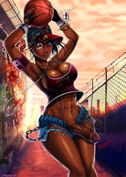 post-futa:  Ebony futanari [Request]