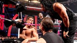 rwfan11:  Cody Rhodes and The Shield …spit on him!….then