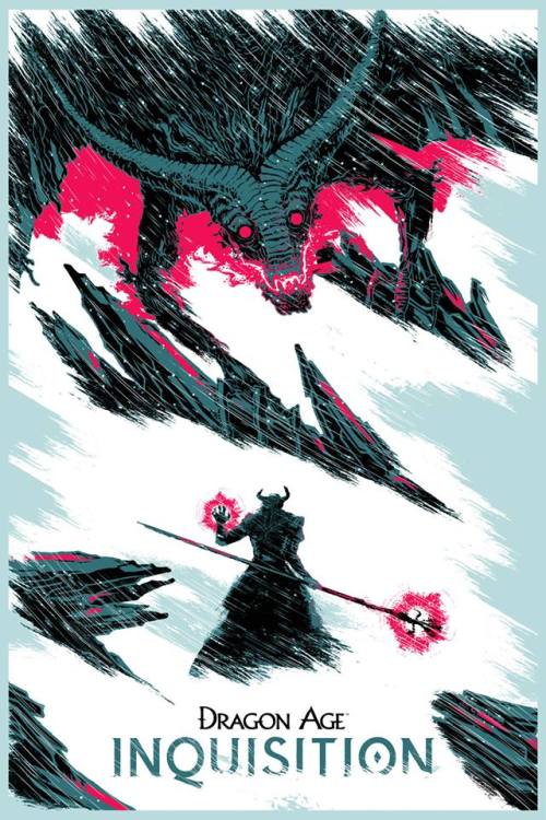 xombiedirge:  Dragon Age: Inquisition byÂ Dan Mumford,Â Carlos Olmoand,Â JebedaÃ¯ Couture,Â Guillaume Singelin,Â Matthew Griffin,Â Kanthesis,Â Ian Wilding,Â Â Erica Williams,GaxÂ &Â Arik Roper. Officially licensed, limited edition screen print project