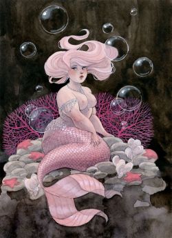 fuckyeahpaganism:  Pink & Pearls mermaid by Renee Nault 