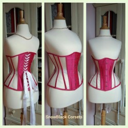 snowblackcorsets:  White corsetry net ans hot pink raw silk bining