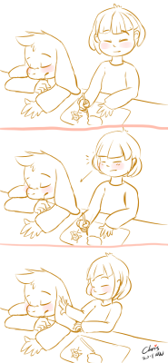 chrisnpics:This was supposed to be Frisk rubbing his face warm