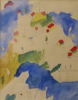 topcat77:  Aristodimos KaldisCycladic Landscape, ca. 1965Watercolor