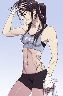 vashito:  commission for @nerddrgn of oc Aiko Glas after a workout~~