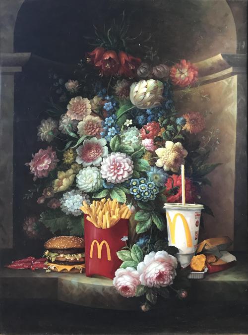 blue–folder:  Calorie Composition I, Me, Oil on canvas