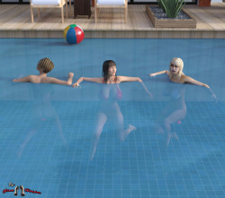 ginasbdsm:  The girls were left to tread water- while the inflated