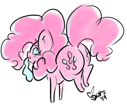 Quick stream doodle. I made a Pinkie Pudgebutt. Its too. Damn.