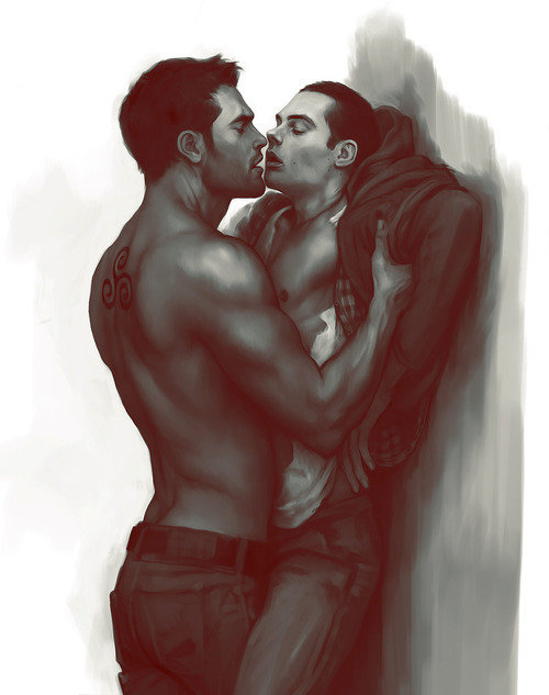 yesyaoiyeah:  Derek Hale & Stilies from Teen Wolf drawn by Sin-Repent xD 