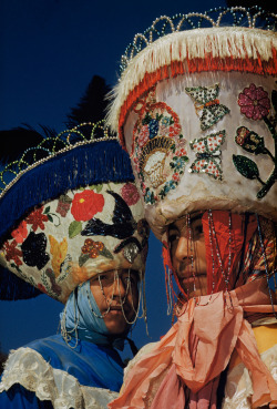 natgeofound:Portrait of two young men dressed up as chinelos