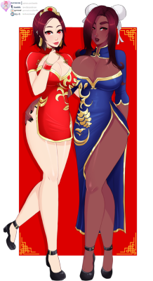  Finished comm of Chichi and Leah (WoW OCs) for Grandpawarrior.