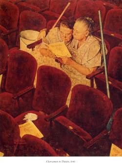  Norman Rockwell (American, b. 1894 - 1978)  Charwoman in Theatre