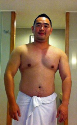 Nice, man with towel.