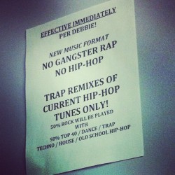 Strip joint owners don’t be playing!!!  No gangsta rap