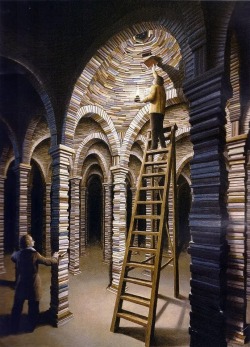 thegoodones-argon:  somehow—here:  Rob Gonsalves, “The library”