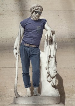 astralunae:  Classical marble sculptures dressed in modern clothes