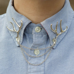 littlealienproducts:  Silver Deer Antler Collar Clip Chain  