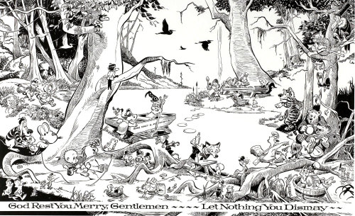 iloveillustrators:WALT KELLY1913-1973Country of Origin: U.S.A.Training: Warren Harding High SchoolNotable Works: Pogo Cartoonist Walt Kelly began his career in journalism, comics, and working for Walt Disney. However, he is most well-known for creating