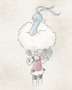 onemorecakeplease:   For some reason, swablu likes to land on