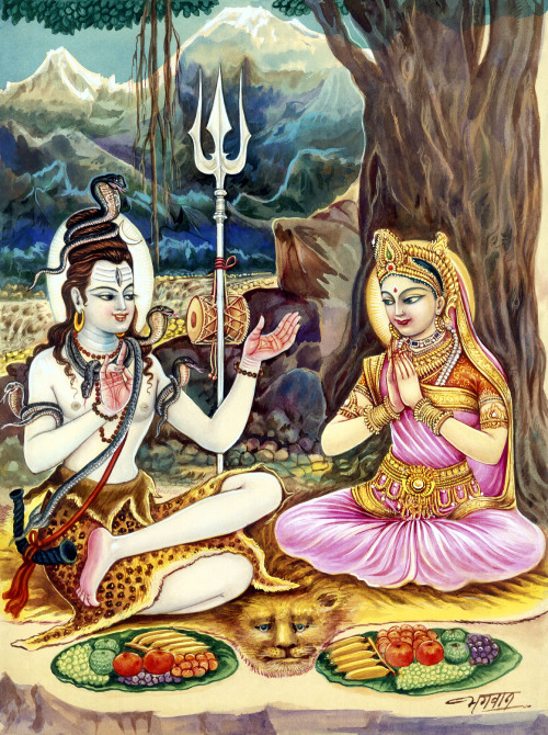 hinducosmos:Lord Shiva and Parvati (via Twitter: Gita Press,