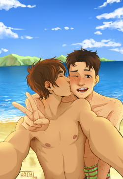 hachidraws:  Seaside smiles and fun in the surf (plus additional