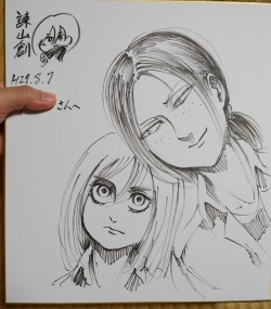 Close-up of Isayama’s Historia & Ymir illustration, previously