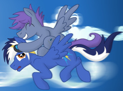 mysteriouskaos asked for a photo of Dripper riding his oc, Blue