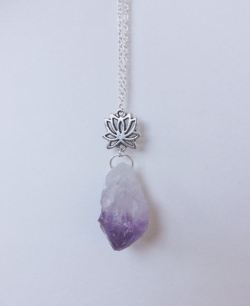 flow-fairy:  lotus flower & uruguayan amethyst crystal neckjewel