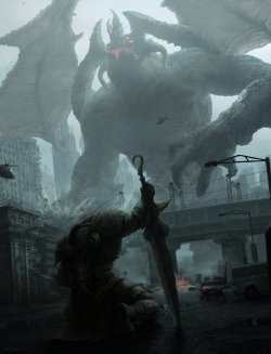 cinemagorgeous:  Man vs. Monster, by Chinese artist Wei Weinan.