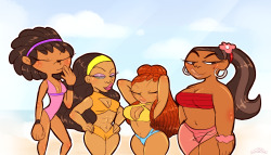 princesscallyie:    A commission of some sexy black ladies,