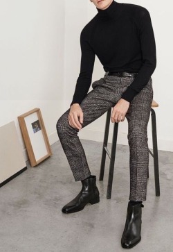 norsis: norsis: Black Black turtleneck, dark grey pattern (tailor