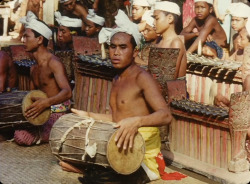 Balinese musicians, from David Attenborough&rsquo;s Zoo Quest in Colour.   